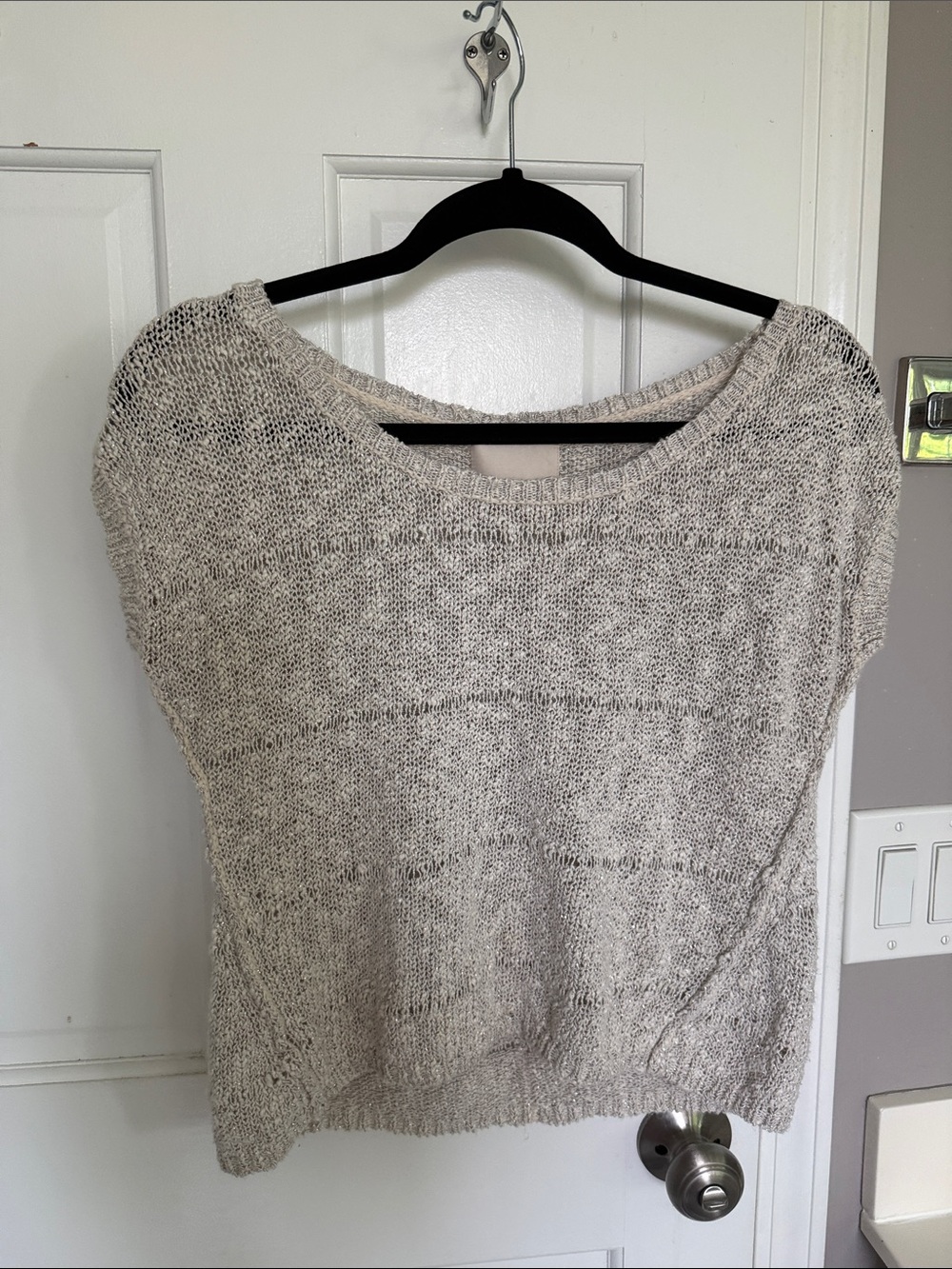 Banana Republic Heritage Open Knit Metallic Tank Top Tshirt Sleeveless Boat Neck